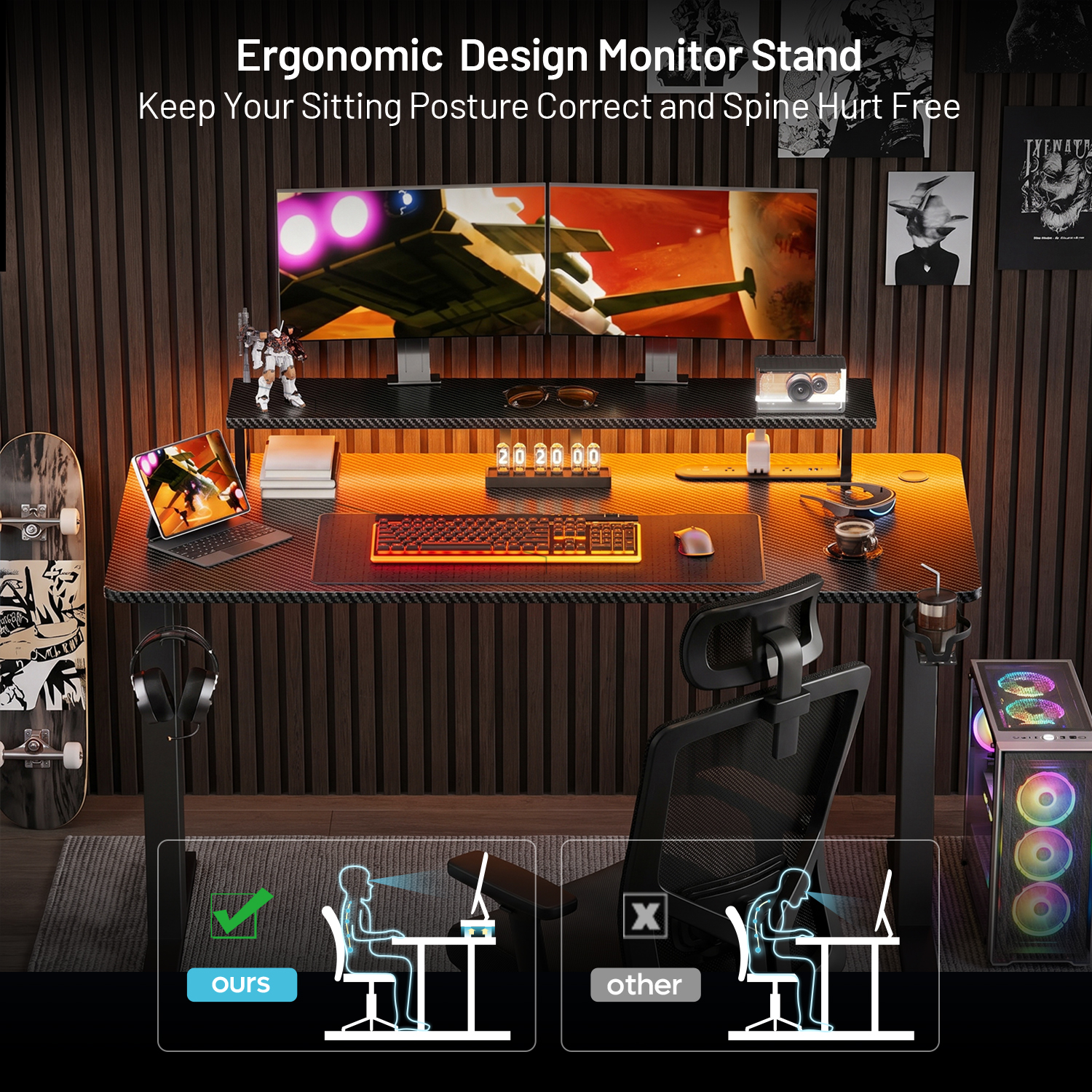 Gaming Desk with LED Lights &  - Woodworking School recensie en prijs
